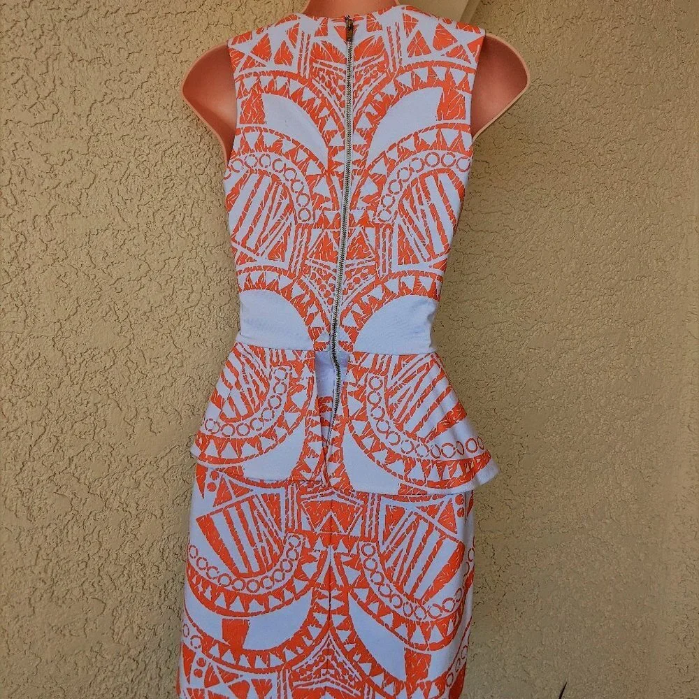 2B Bebe Orange and White Mini Dress - Picture 3 of 5